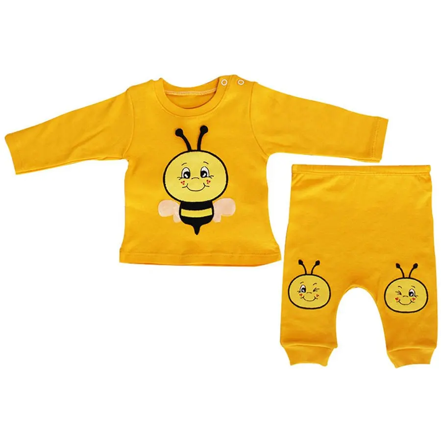

Bee Nakışlı Yellow Bottom Top 2'li Suit