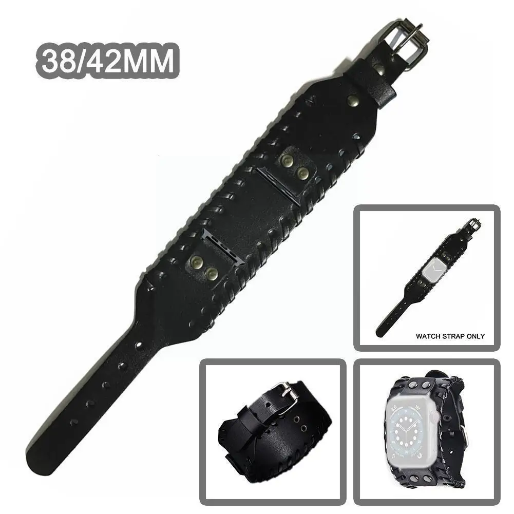 

Applicable To Universal Retro Punk Wide Leather Bracelet Series Strap B8W4