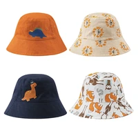 2022 new children cartoon printed hat two sided baby sunscreen hat summer anti uv protection beach caps windproof bucket cap