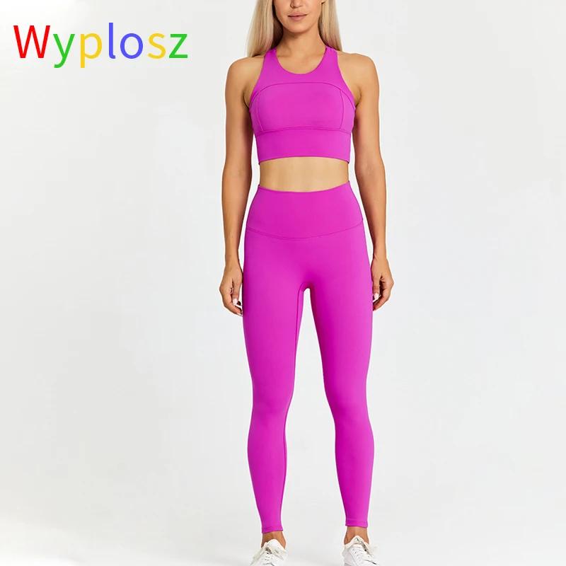 Wyplosz Yoga Sportswear Gym Clothing Women Sport Suit Fitness Tracksuit 2 Piece Set High Elasticity Quick-Drying Nude Pants Bras