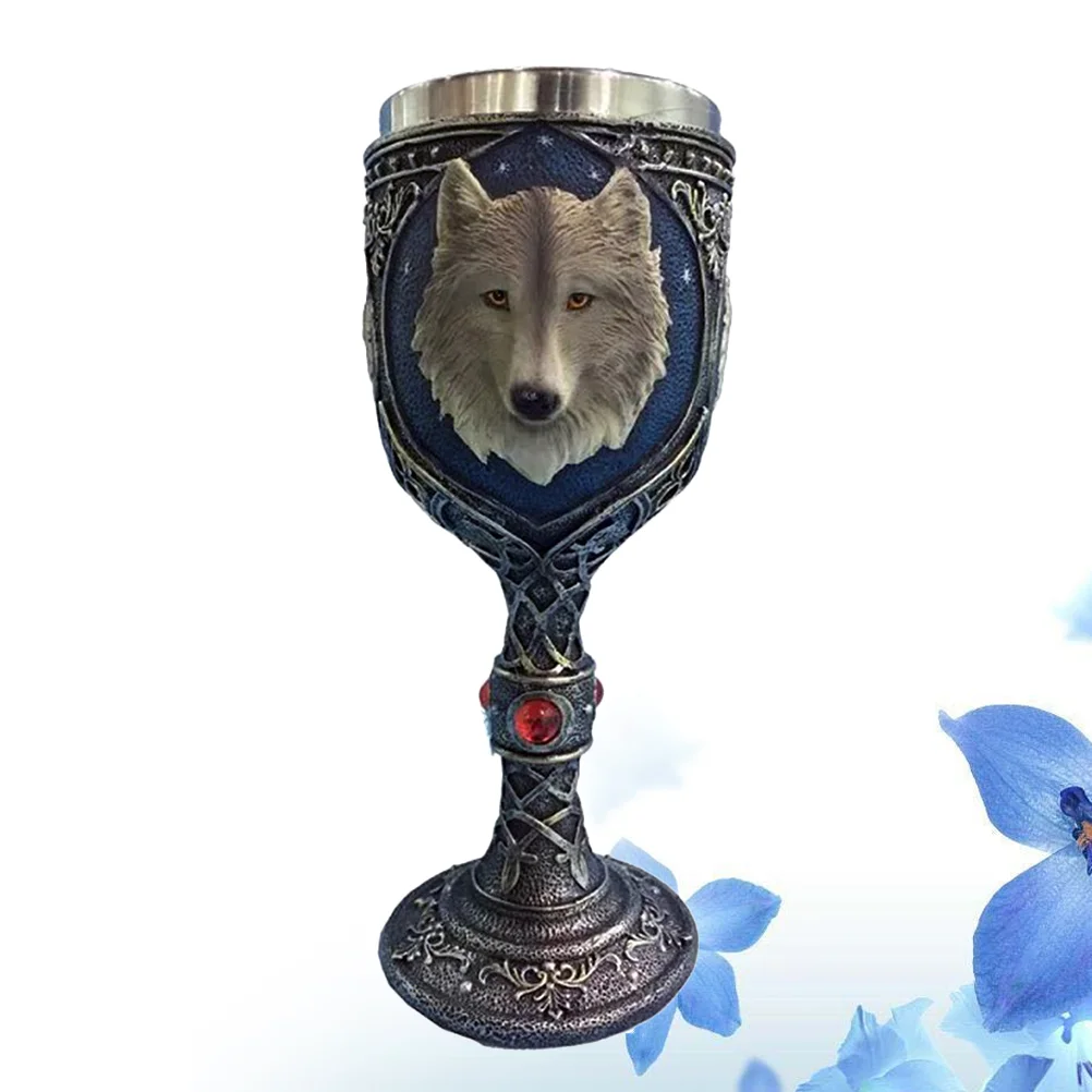 

Goblet Wolf Head Stemware Resin Stainless Steel Goblet Fashionable Glasses
