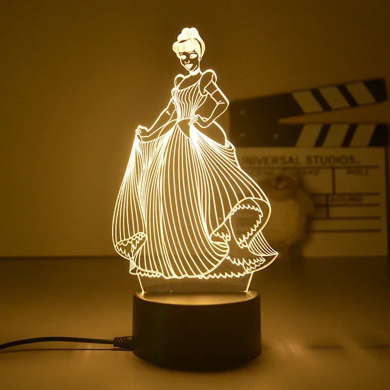 Аниме Принцесса Диснея мультяшная фигурка ночник фея Тинкербелл 3D светодиодная