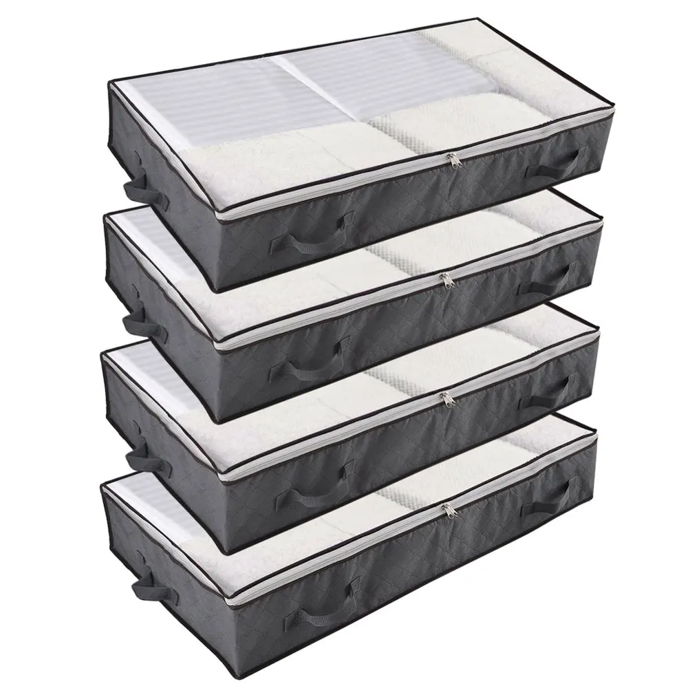 

Under Bed Storage Bags with Zips, 90L Underbed Storage Containers, Foldable Clothes Storage Organizers for Duvets, Comforters, B