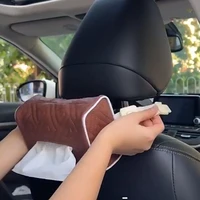 car tissue bag organizer strap hanging type leather napkin holder box for auto armrest seat back