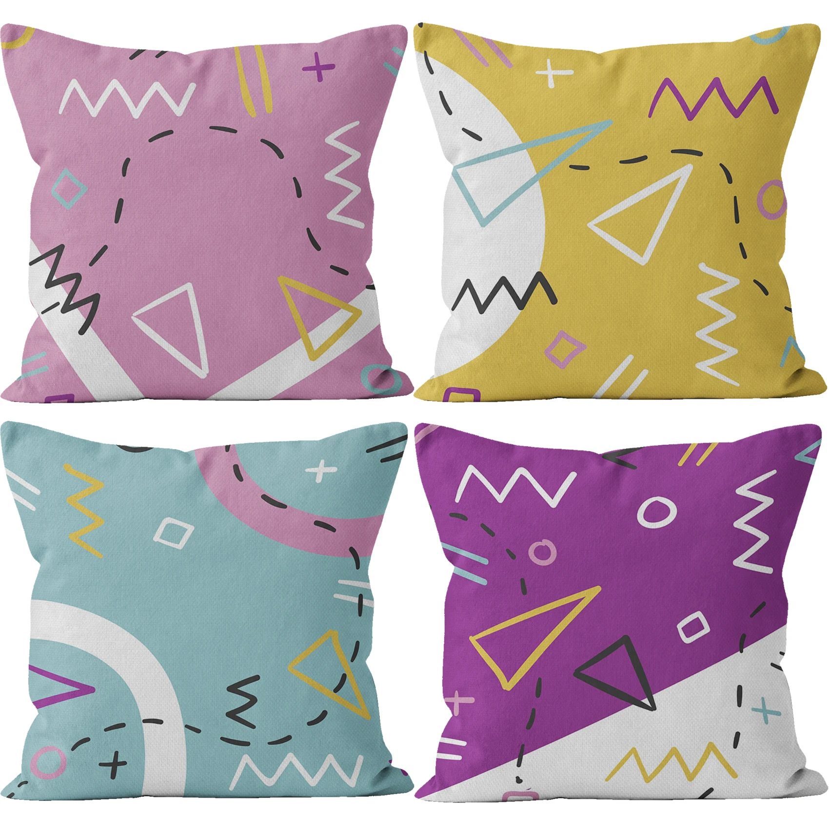

Cute Style Linen Cushion Cover 45*45 Geometry Fresh Solid Color Living Room Sofa Bed Cushion Cover Home Decor Wholesale
