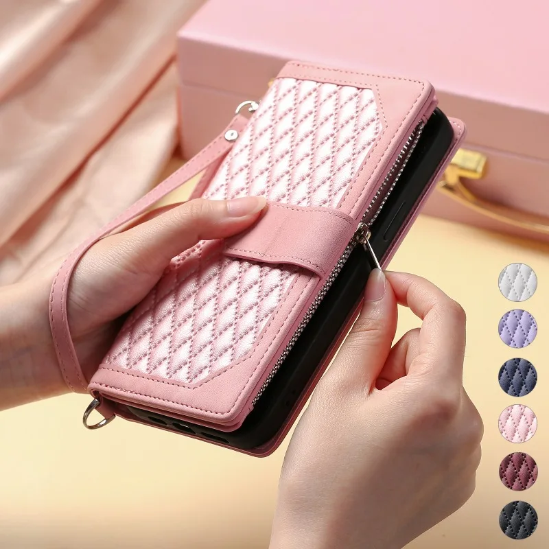 Роскошная кожаная сумка-кошелек OPPO A18 A38 A58 A78 A3 Pro A98 на молнии для Oppo Find X7 Ultra X5 X3 Lite