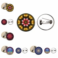 fashion bohemian mandala pattern 20mm25mm glass cabochon brooch kaleidoscope series brooch gift jewelry for men and women