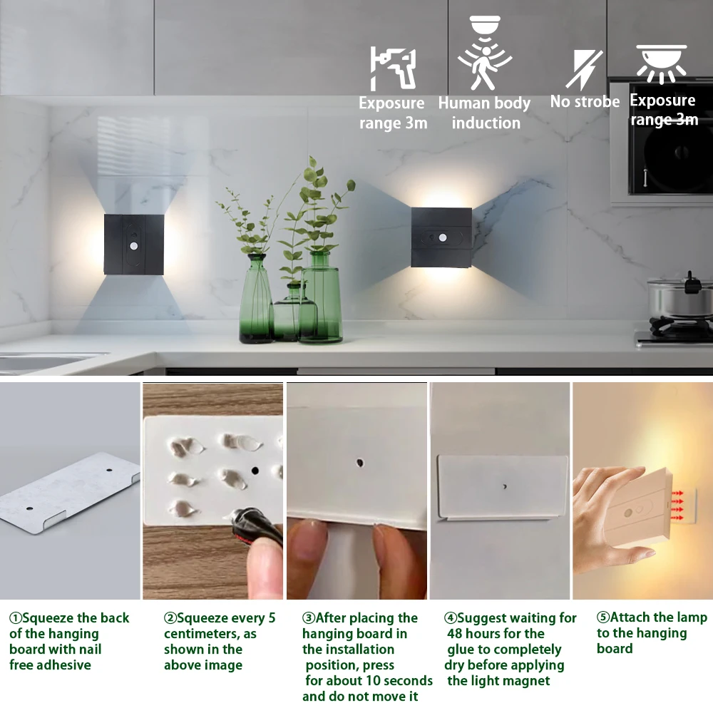 COOINJOY USB беспроводной настенный ночник с датчиком человеческого тела