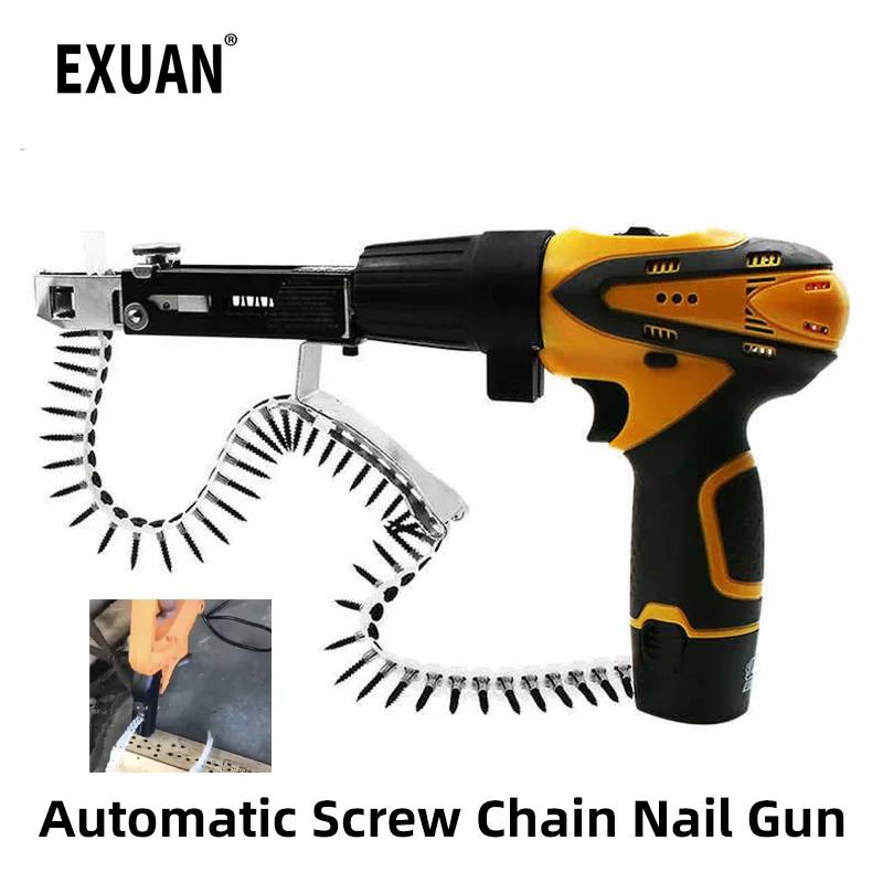 Automatic Screw Chain Nail Gun Screwdriver Head Automatic Nail Gun For Electric Chain Woodworking Gypsum Board