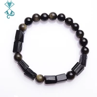 natural black tourmaline bracelet 8mm gold obsidian for men woman natural stone bracelet irregular beaded fashion bracelets