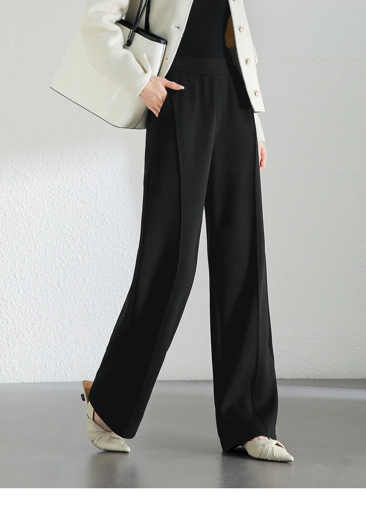 Женские прямые брюки SENTUBILA зима 2024 повседневные плотные теплые трикотажные в