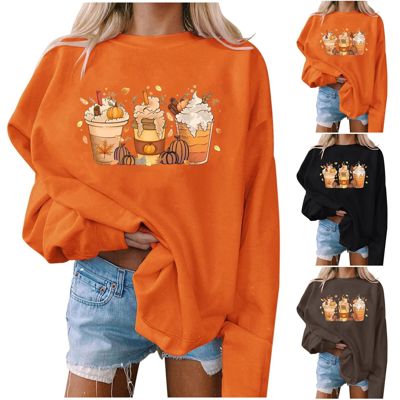 

Women Halloween Pullover Sweatshirt Long Sleeve Cute Pumpkin Graphic Print Tops Fall Casual Loose Fit Ladies Sweatsuits
