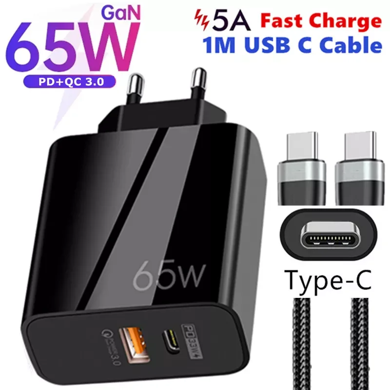 

2022 trend for Samsung iPhone Universal Quick Charger USB Type C Cable QC3.0 65W fast Charger