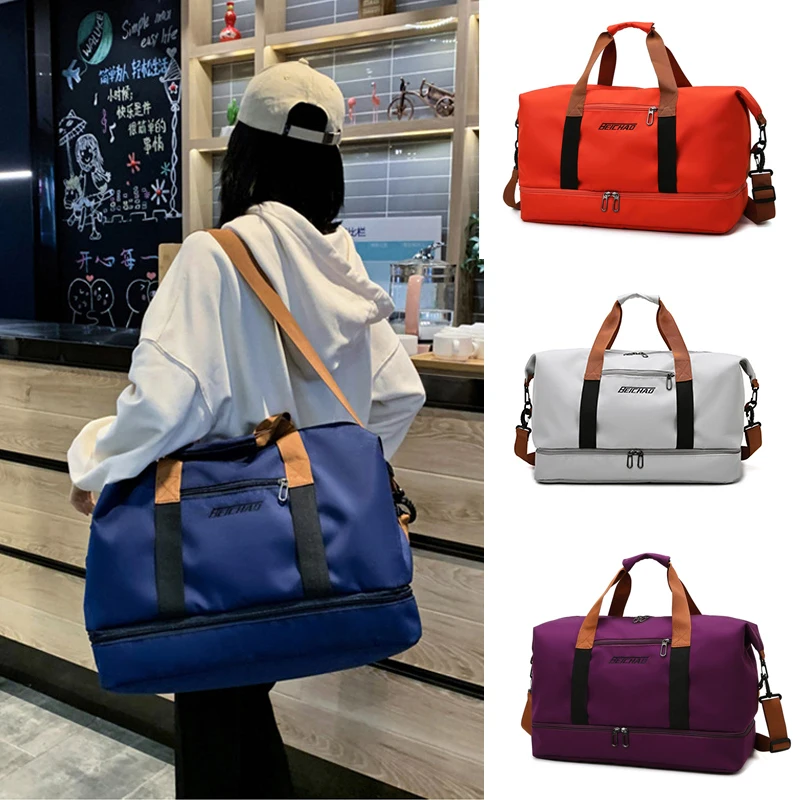 Valise Bag for Women Gym Fitness Yoga Travel Luggage Handbag Cross Duffle Sports Shoes Shoulder Weekend Swim Wet and Dry Bag