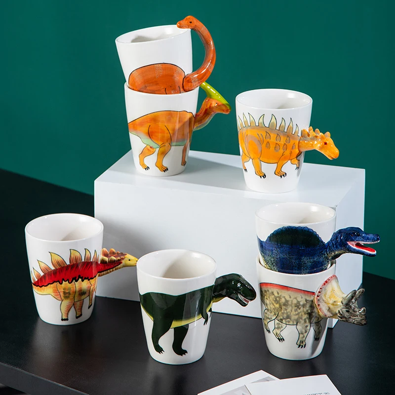 

Ceramic Cartoon Dinosaur Mug Glazed Handgrip Animal Cup Coffee Milk Tea Breakfast Drinkware Cute Cups Funny Gift Free Shipping