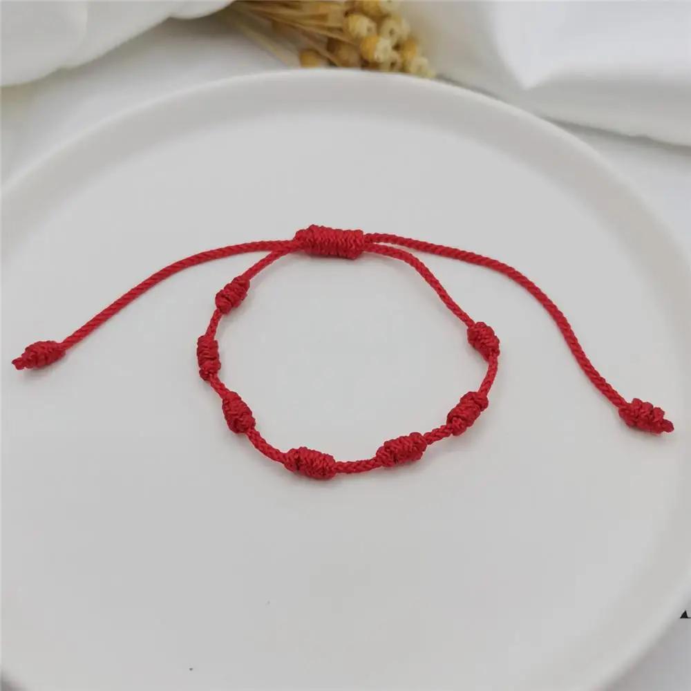 

Bracelet Adjustable Gift 2Pcs Lucky Red String Bracelets 7 Knots Protection Rope Amulet New Year Red Rope Bracelet