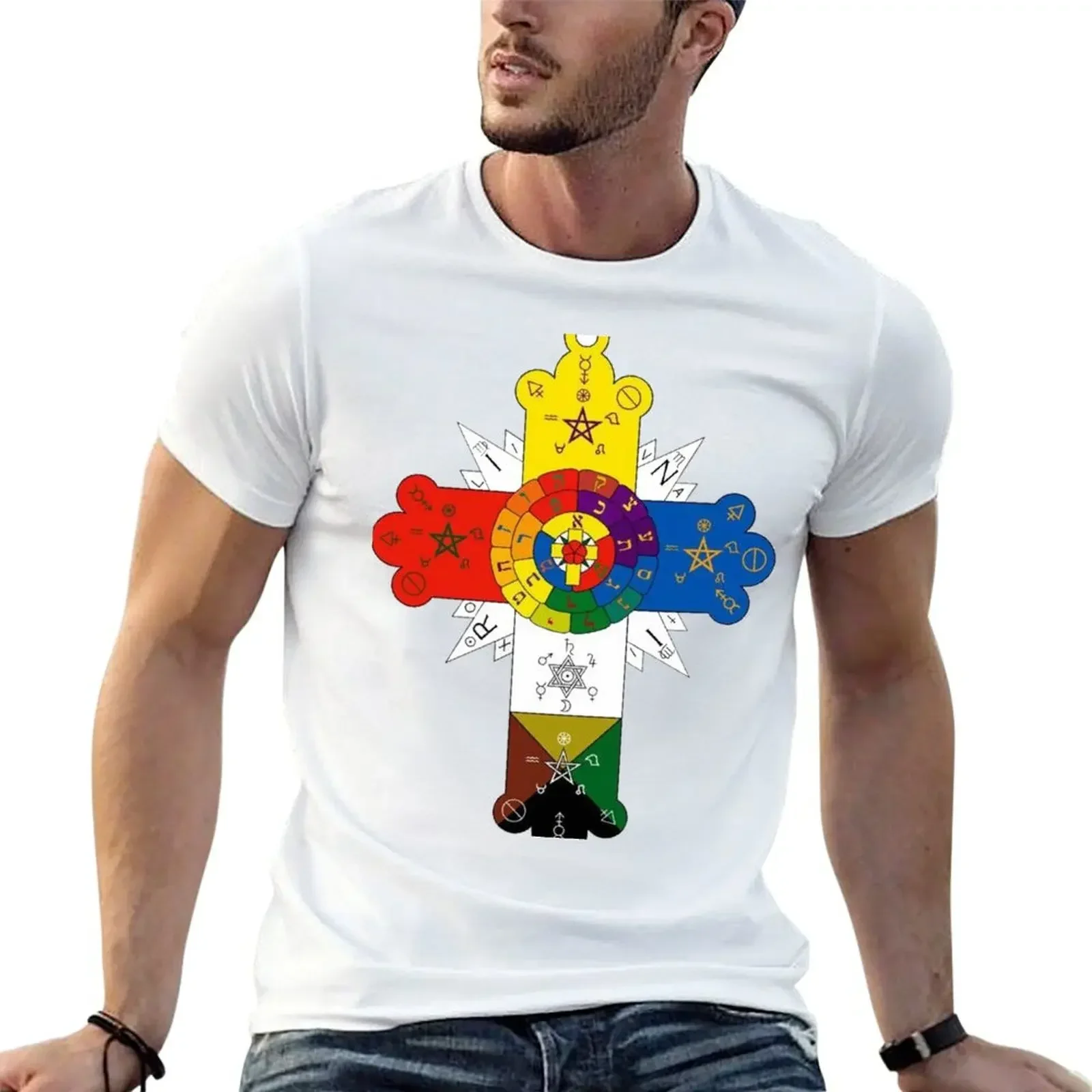 Футболка Hermetic Rose Cross тяжелые весы дешевые вещи винтажная одежда рубашки в стиле