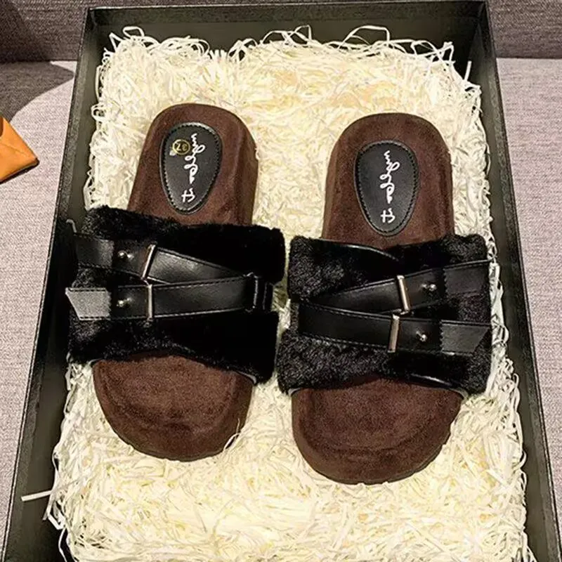 Осень-зима 2024 плюшевые тапочки на толстой подошве уличные модные индивидуальные