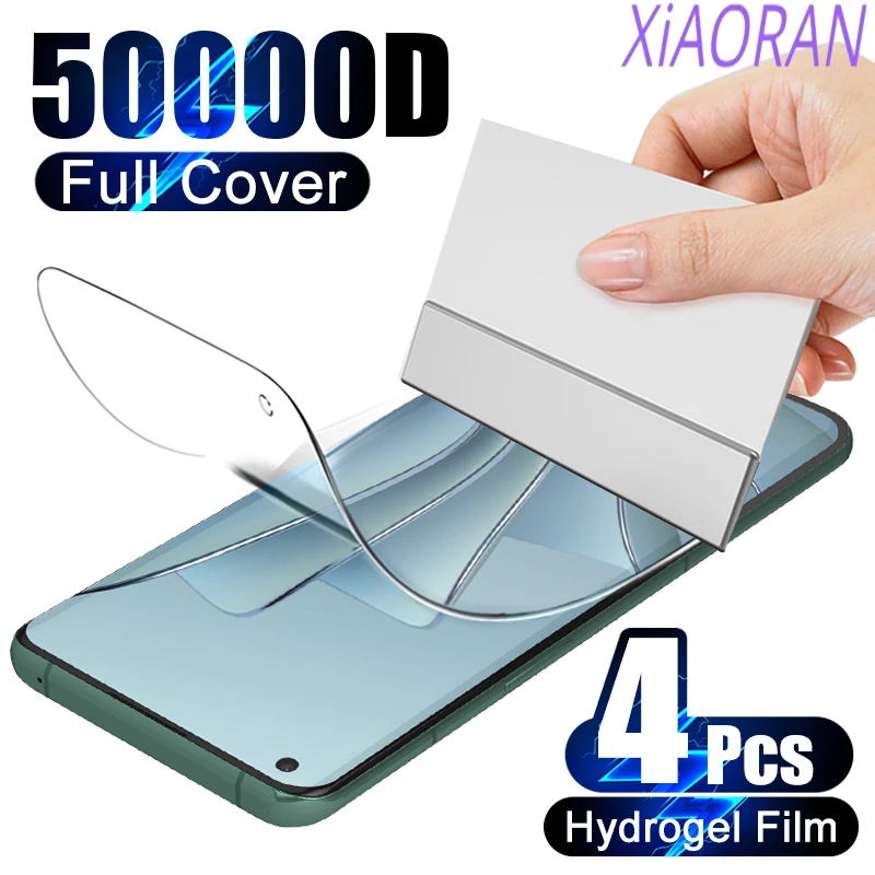 

4Pcs Full Cover Curved Hydrogel Film for OnePlus 10 Pro Screen Protector 11 9R 9 8T 8 7T 7 Pro Nord 2 6T 6 Accessories Not-Glass