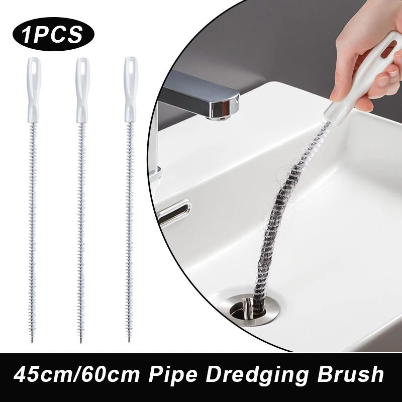 

45/60cm Pipe Dredging Brush Home Sink Drain Cleaner Sticks Bathroom Hair Sewer Sink Cleaning Brush Clog Plug Hole Remover Tools