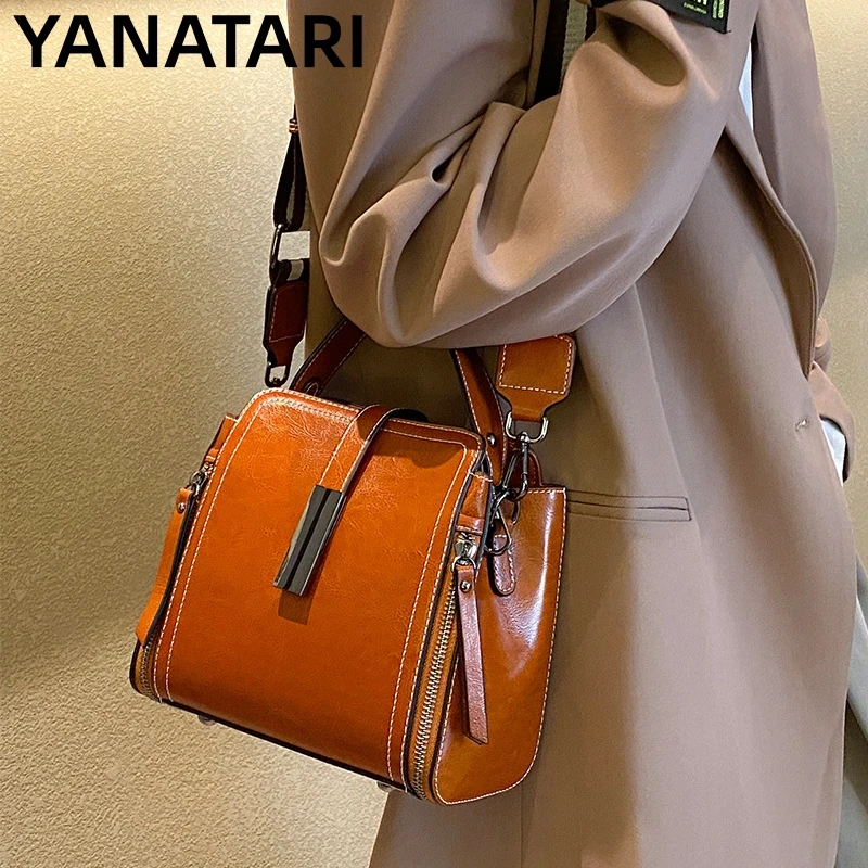 

Genuine leather vintage shoulder bag for women's bag handbag cowhide bag crossbody bag ladies small luxury bucket bag designer