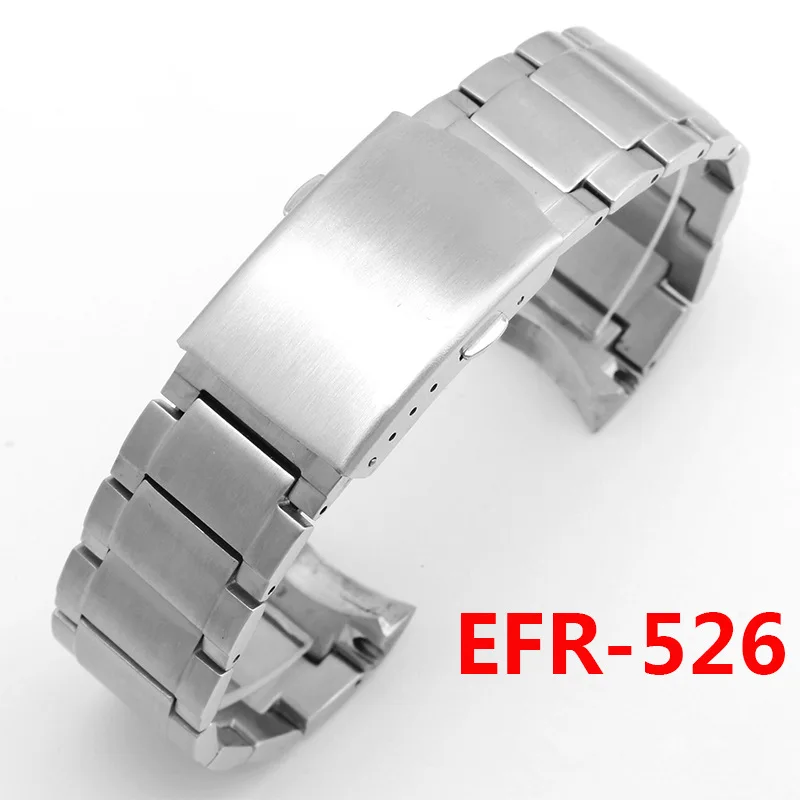 22mm 316L Stainless Steel Solid Curved End Watch Band Strap Bracelet Fit For EFR525 526 531 532 533 534 535 Watch