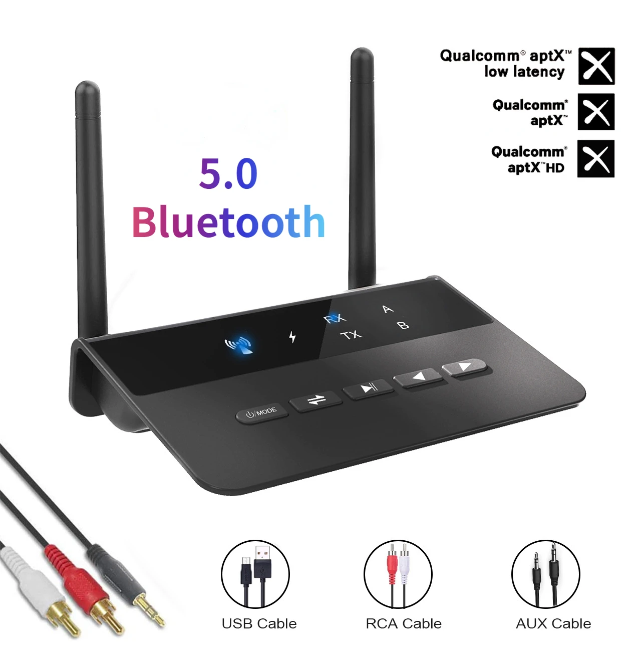 

Приемник-передатчик Bluetooth 5,0 80 м Aptx HD LL с низкой задержкой, беспроводной аудиоадаптер RCA 3,5 мм, разъем AUX для наушников, ПК, ТВ
