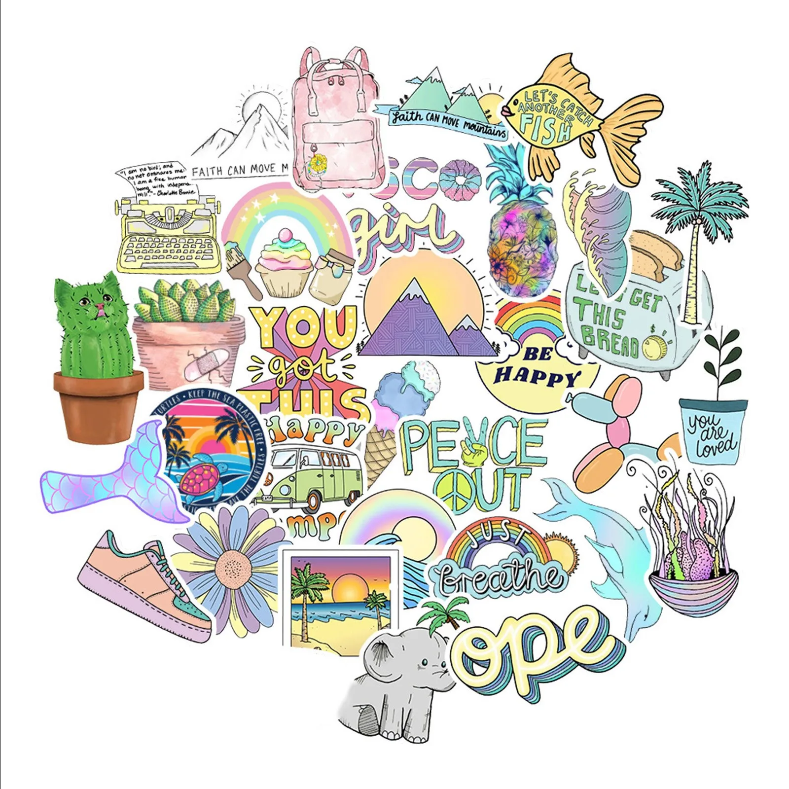 

Water Phone Graffiti 50XPC Luggage Refrigerator Sticker Waterproof Sticker Cup Education