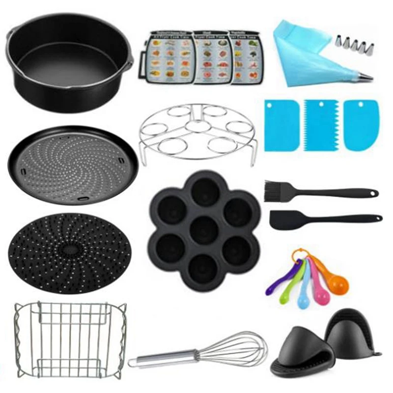 

Аксессуары для воздушной фритюрницы, 9 дюймов, перфорированная сковорода для пиццы с Силиконовой внутренней подкладкой и быстрой фритюрниц...