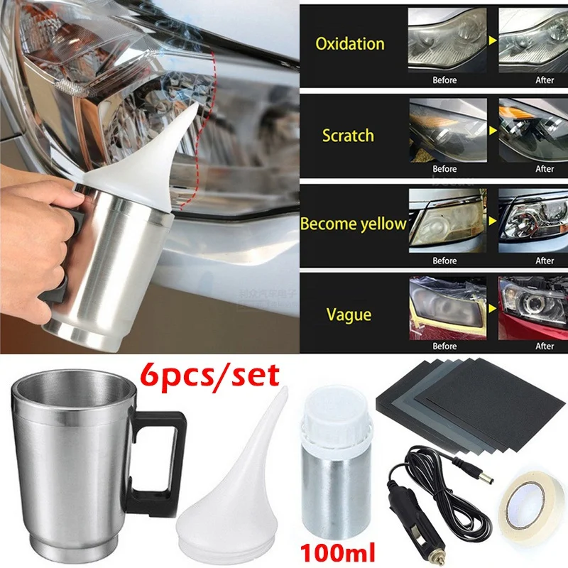 Car Headlight Lens Restoration Kit Headlamp Lens Restore Oxidation Yellow Scratch Vague Restore Polishing Cleaning Tools