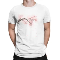 sakura flower t shirt for men watercolor japanese leisure 100 cotton tee shirt round neck short sleeve t shirt 6xl clothing