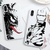 deadpool venom iron man sketch phone case for iphone 13 12 11 pro max mini xs 8 7 6 6s plus x xr candy white silicone cover