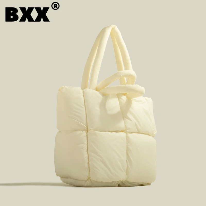 

[BXX] Fashion Women's Checked Handbag 2023 New Solid Color Simple Versatile Zipper Bucket Bags One Shoulder Underarm Bag 8CY1153