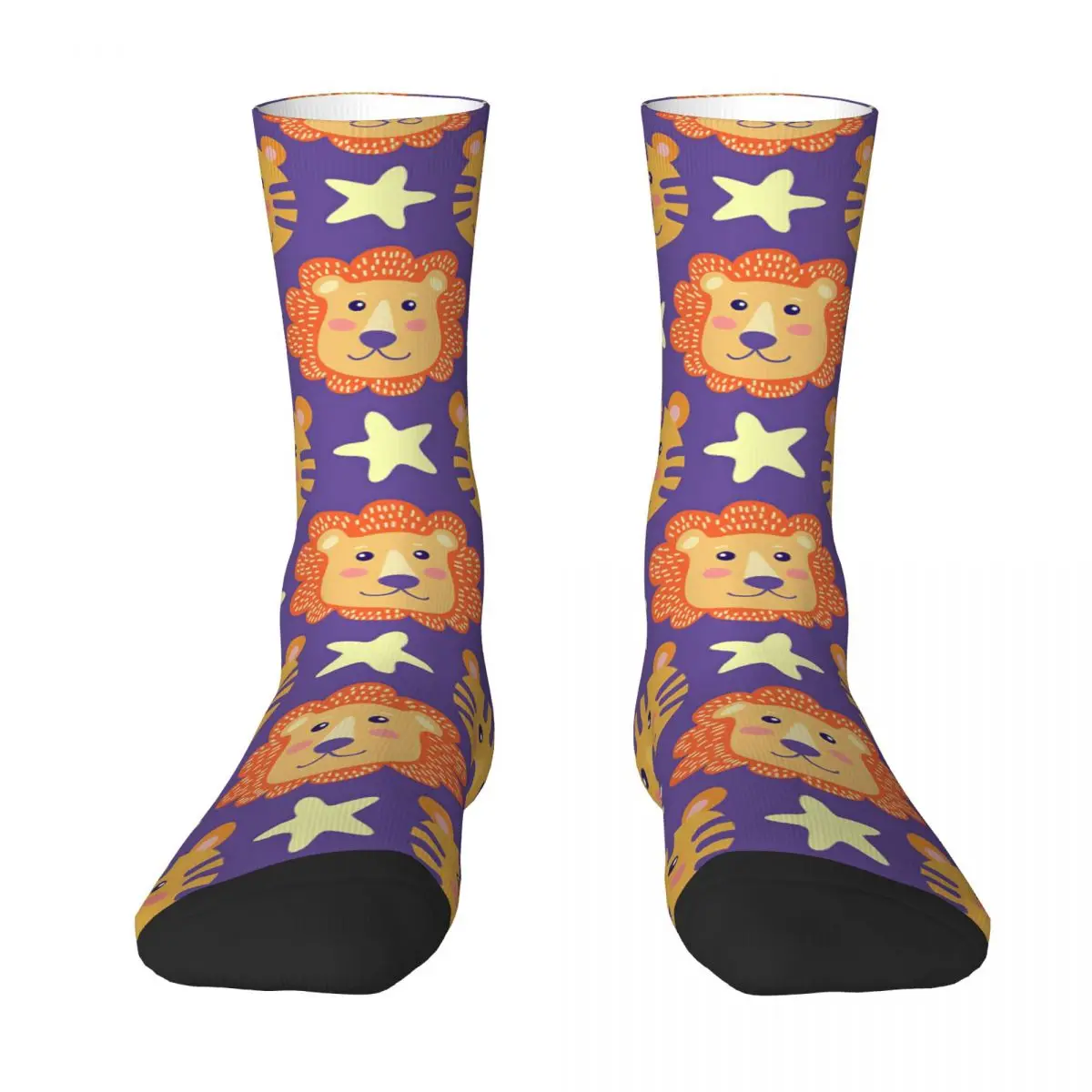 Seamless Pattern With Cute Cartoon Lions And Tigers Adult Socks,Unisex socks,men Socks women Socks