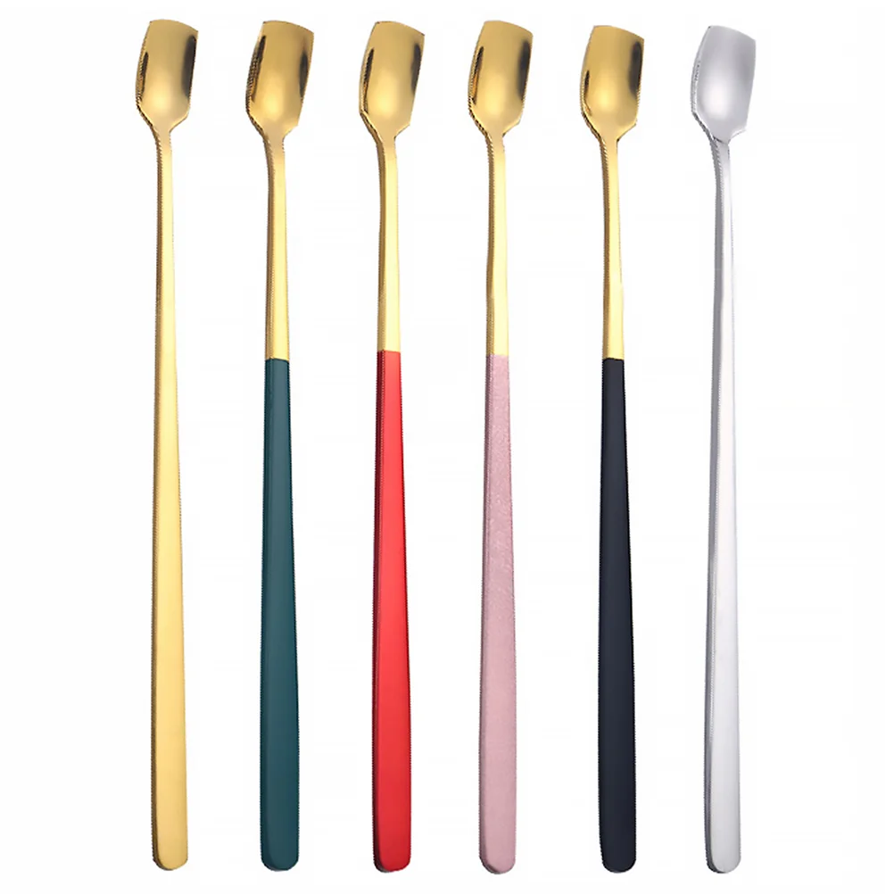

6pcs Soap Spoon Cocktail Shaker Spoon Stirring Spoons Mixing Spoon Mixing Spoons Hot Chocolate Stirring Spoons
