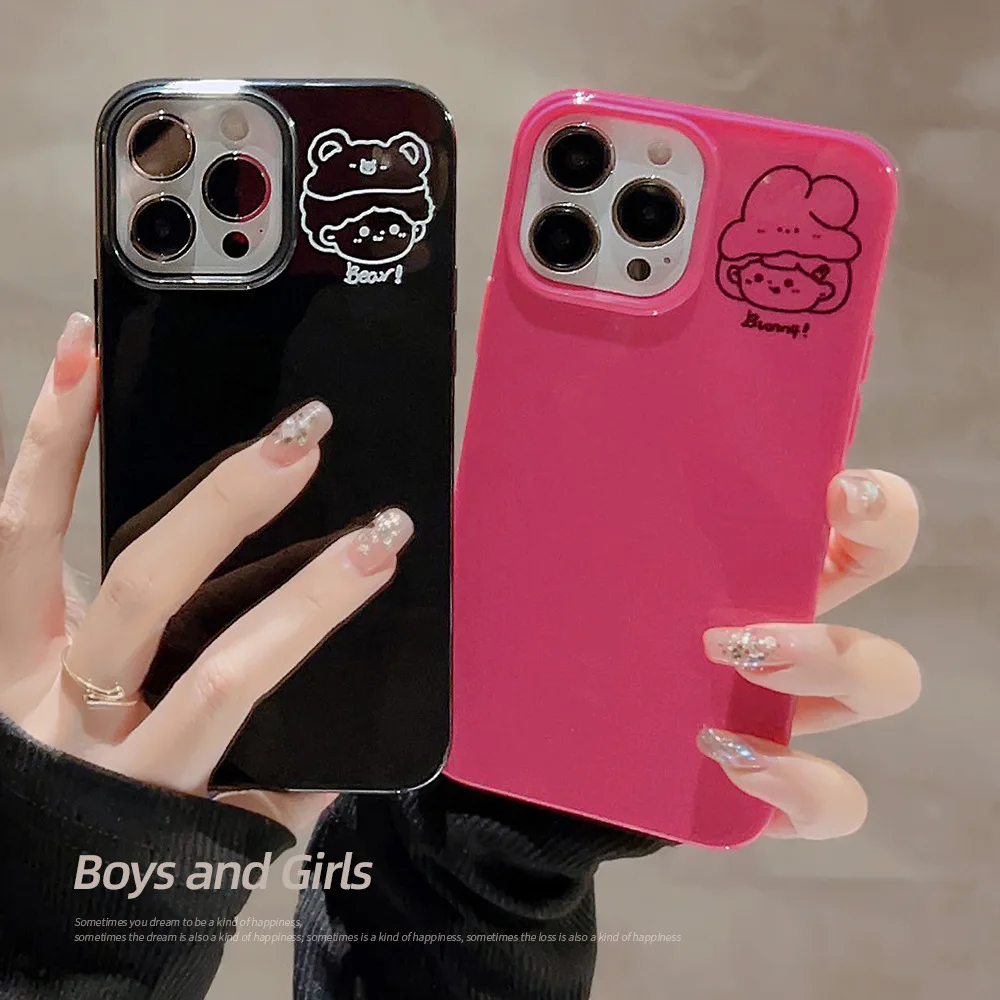 

Simple Cartoon Boys and Girls Couple Phone Case for IPhone 14 13 12 11 Pro Mini XS Max 8 7 Plus XR Shockproof Hard Cover