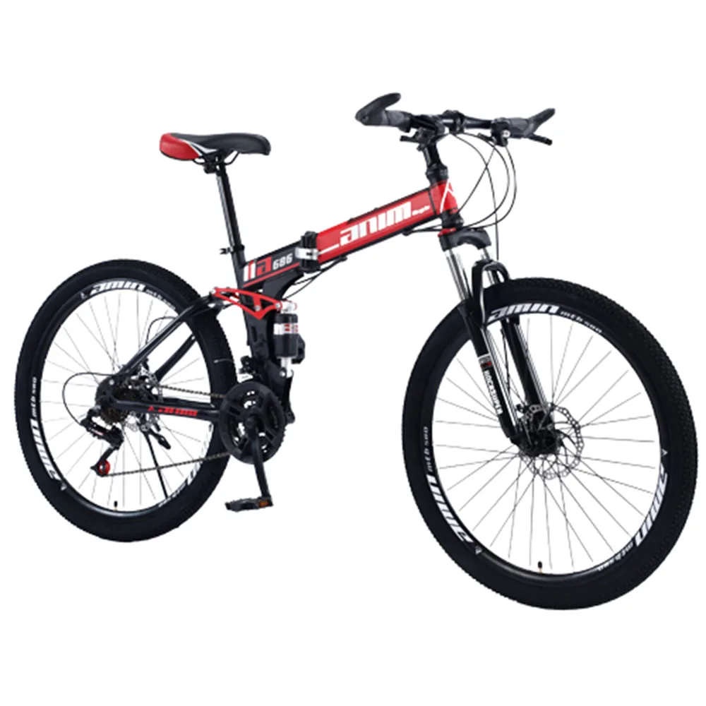 

26 Inches Bicycle 27/30 Speed Folded Mountain Bike High Carbon Steel Frame Shock-Absorbing Front And Rear Dual Disc Brake