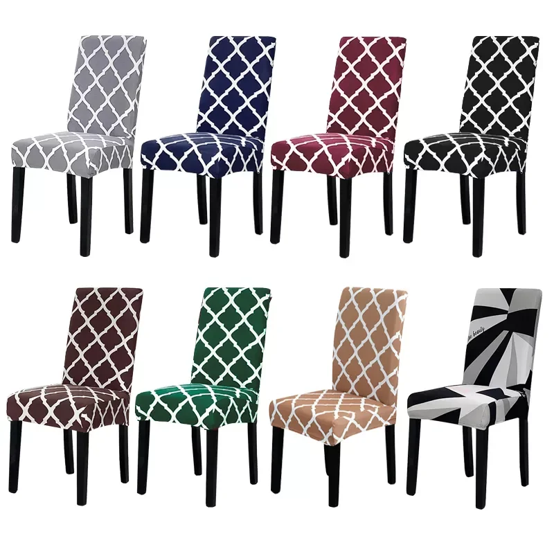 

1/2/4/6PCS Geometric Chair Cover Spandex Removable Seat Cover for Dining Room Weddings Hotel Party Banquet housse de chaise