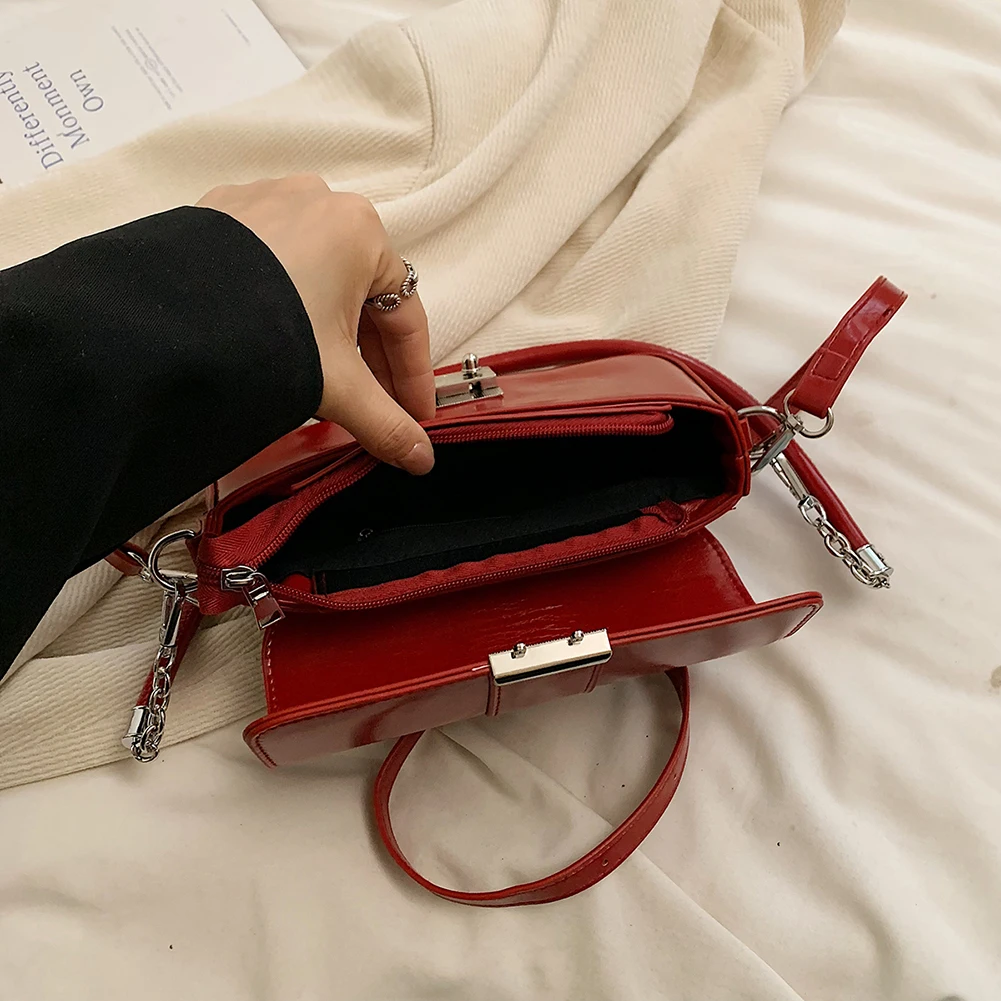 Женская блестящая сумка на плечо из искусственной кожи простая для подмышек