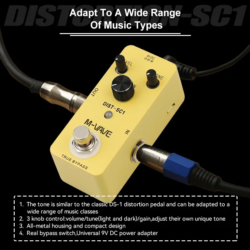 Педаль эффектов для гитары M-VAVE Distortion классическая теплая гладкая стильная