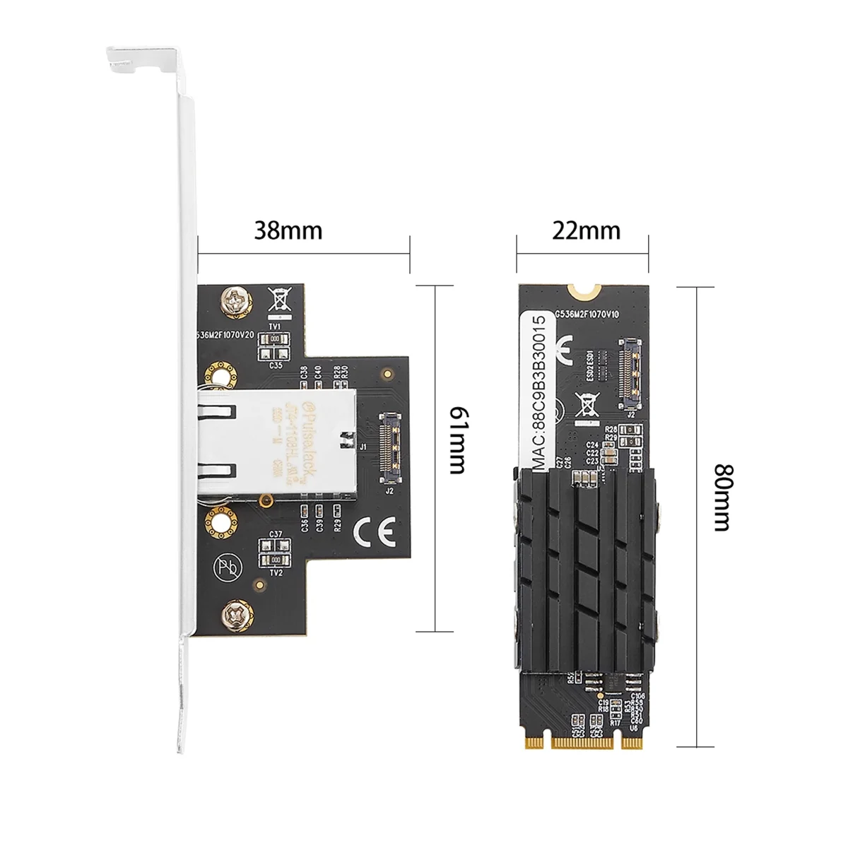 

M.2 To Single Port 10 Gbase Ethernet Gigabit Card Nic B Key M Key 10G/2.5G/1000M RJ45 Lan Network Adapter
