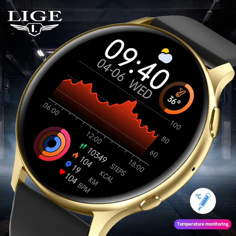 

LIGE Bluetooth Call Smart Watch Men Sport AI Voice Assistant Smart Watch Large 360*360 HD Screen Men Women SmartWatch For Huawei