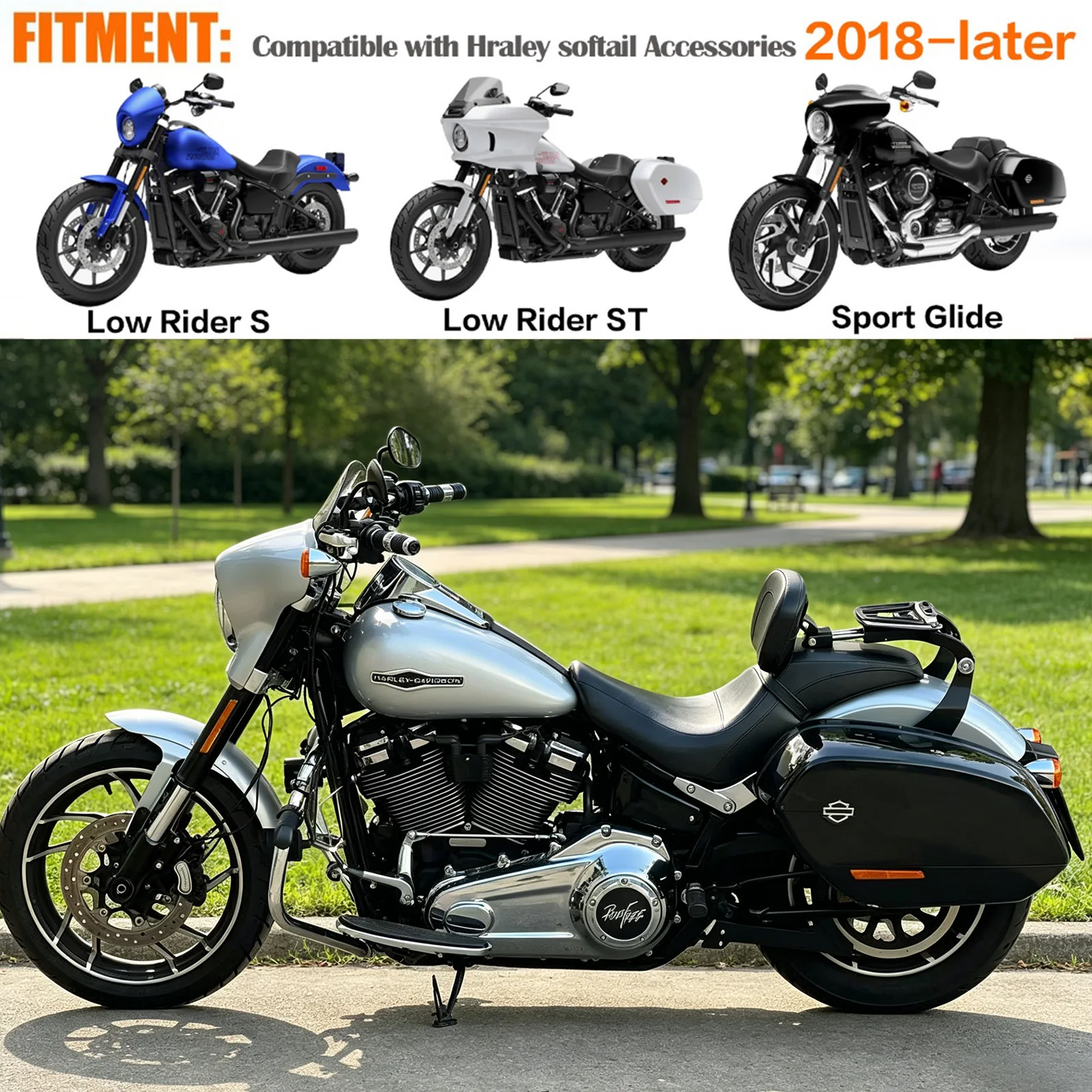 Фото Съемная спинка-сиссибар для пассажира для мотоциклов Harley 2018-2026 Low Rider ST FXLRST Sport Glide FLSB FXLR, спинка для водителя №2