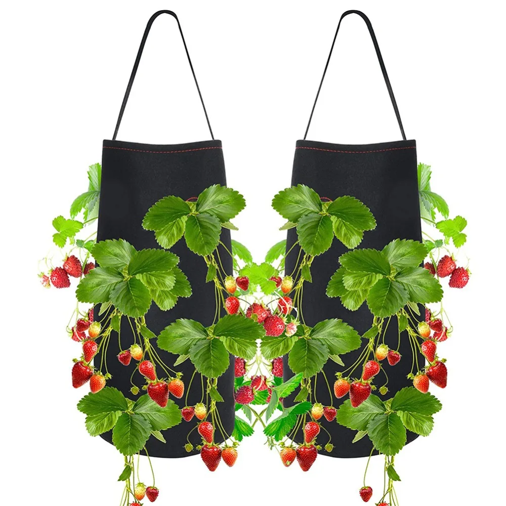 

1Pcs Hanging Garden Planter Bed Planting Grow Bag Strawberry Flower Vegetable Plants Pot Black Useful For Garden
