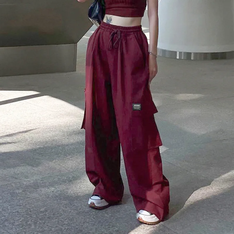 Y2K Cargo Pants for Women 2023 New Harajuku Streetwear Baggy Wide Leg Parachute Pants Woman Korean Edgy Style Jogging Sweatpants