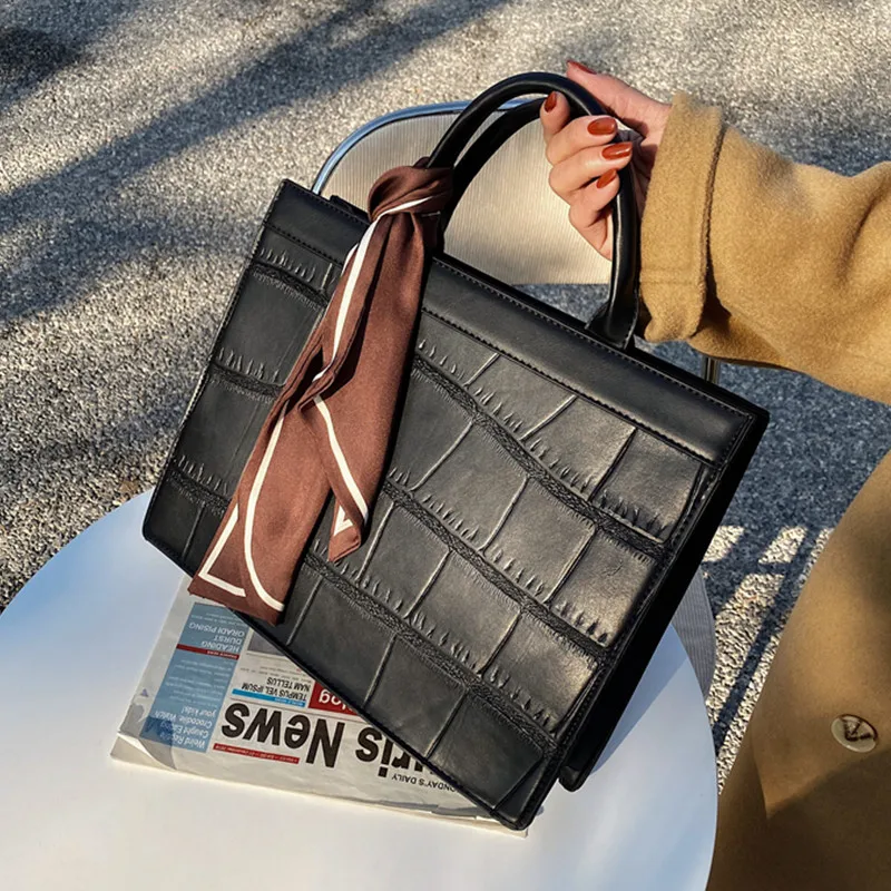 

Burminsa, большой размер, модель A4, искусственная кожа, 2023, модные дизайнерские женские сумки с текстурой под кожу крокодила для офиса