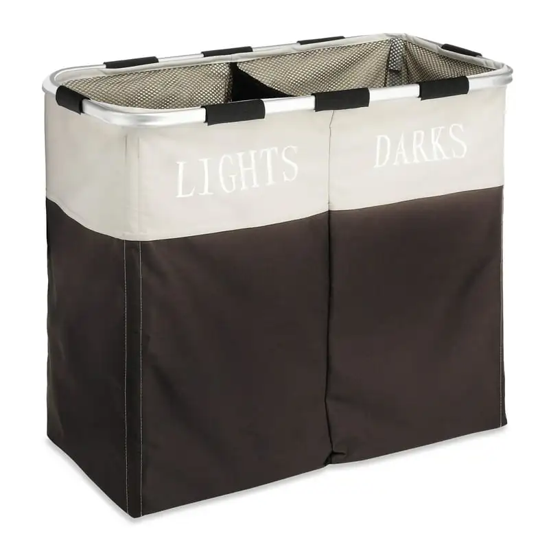 

Fabric Two Compartment Laundry Hamper, Espresso - for Adult Use