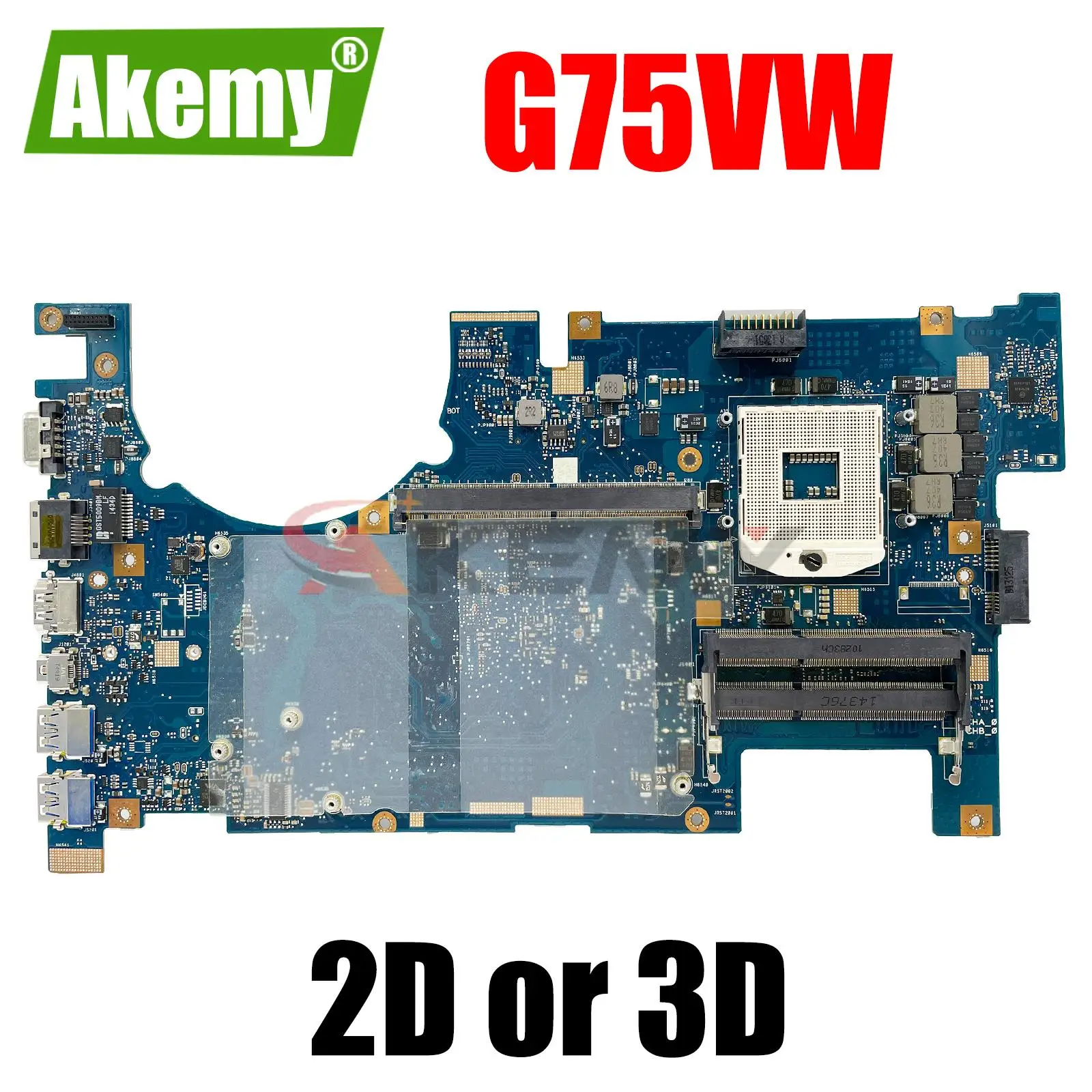 

G75VW Mainboard For ASUS G75VW G75V G75VX support 2D 3D connector 4 Memory slot ddr3 HM65 Laptop Motherboard