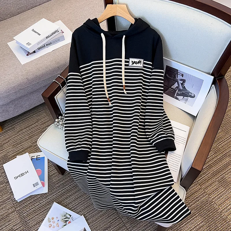 Женское платье-толстовка с капюшоном свободное лоскутное платье большого