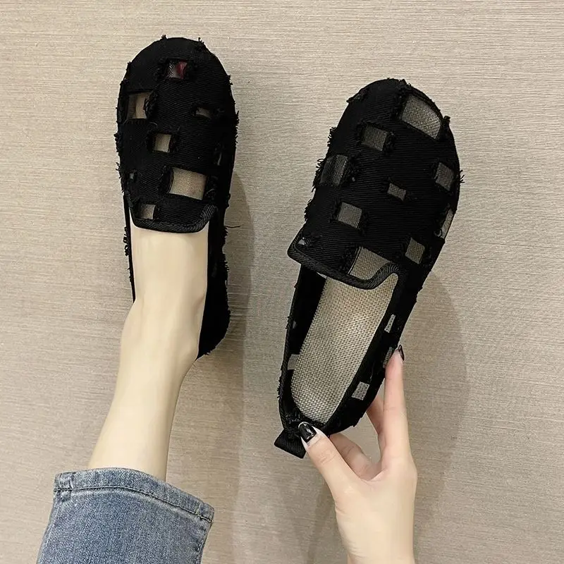 

Ladies Shoes Denim Flat Women Footwear Black Transparent Clear Walking Light Original on Offer A Free Shipping Promotion Cheap H